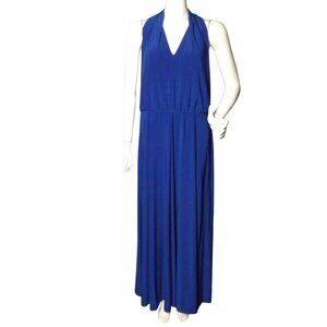 LAUREN RALPH LAUREN Maxi Dress, 12, Blue, Sleeveless, V-neck, Stretch waist,Poly